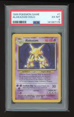 1999 POKEMON BASE SET UNLIMITED #1 ALAKAZAM-HOLO PSA 6 - Image 1