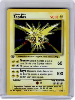 1999 Pokemon—Zapdos #16 Base Set—Rare Holo Spanish [Damage] (1st Edition) - Image 1