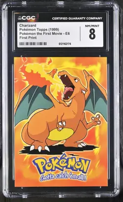 CGC 8 Charizard Topps the First Movie E6 First Print Pokemon Card - Image 1