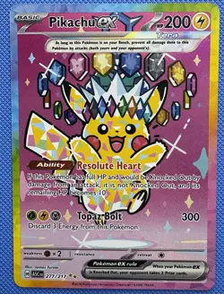 Pikachu ex 277/217 ASC EN: Tera Ability Basic Holo English Pokemon TCG Card - Image 1