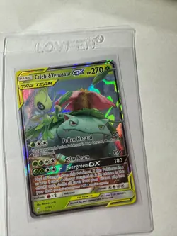 Pokemon TCG Celebi & Venusaur GX Card 1/181 Tag Team Sun Moon - Image 1