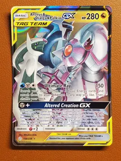 Arceus & Dialga & Palkia GX 156/236 Sm-Cosmic Eclipse Holo Pokemon Card NM - Image 1