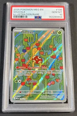 Pokemon 2025 Mega Evolution Shuckle #136 Illustration Rare PSA 10 New Cert - Image 1