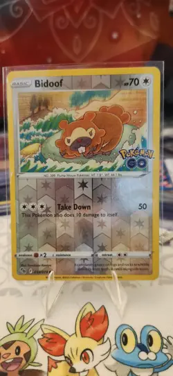 Pokemon TCG Bidoof Reverse Holo Common Card 059/078 Pokemon Go - Image 1