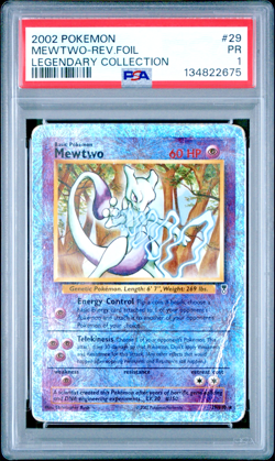 PSA 1 PR 2002 Pokemon Legendary Collection Mewtwo 29/110 WOTC Reverse Holo Foil - Image 1