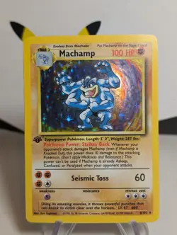 Pokemon Machamp Base Set 8/102 1st Edition Holo Rare – LP+ - Image 1
