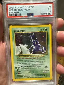 PSA 5 EX Heracross HOLO SPANISH Pokemon Neo Genesis 2001 POP 1 & ONLY 1 HIGHER - Image 1