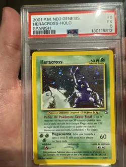 PSA 5 EX Heracross HOLO SPANISH Pokemon Neo Genesis 2001 POP 1 & ONLY 1 HIGHER - Image 2