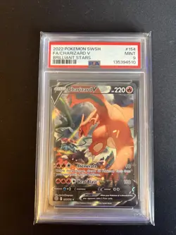 2022 POKEMON SWORD & SHIELD BRILLIANT STARS #154 FULL ART/CHARIZARD V PSA 9 - Image 1