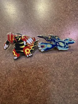 Pokemon Enamel Pin Set Primal Kyogre and Groudon - Image 1