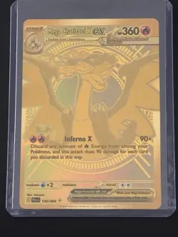 Pokemon Mega Charizard X EX Gold Full Art Holo 130/094 Phantasmal Flames 360HP - Image 2