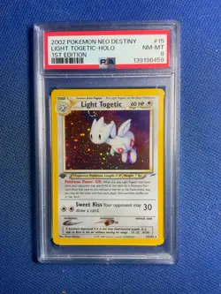 2002 POKEMON NEO DESTINY #15 LIGHT TOGETIC-HOLO PSA 8 - Image 1