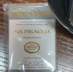Pokemon Special Edition 23 Karat Gold-Plated Pikachu Card #25 w/ Poke Ball Case - Image 3