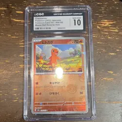 Pokemon Charmander Master Ball Reverse Holo Card 004/165 CGC 10 Japanese 151 Set - Image 1