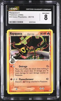 CGC 8 Rayquaza 2006 EX Holon Phantoms 26/110 Pokemon Card - Image 1