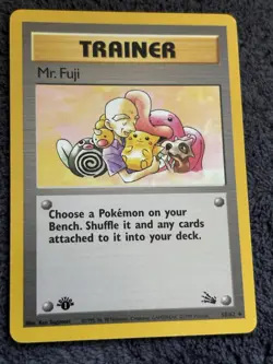 Pokemon TCG Mr. Fuji – Fossil 1st Edition 58/62 – Rare Trainer Card - Image 1