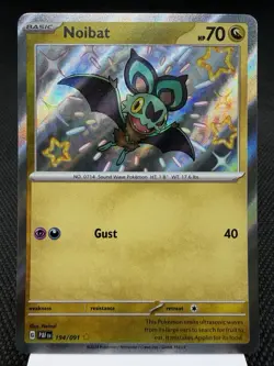 Noibat 194/091 - Shiny Holo Rare - Paldean Fates Pokemon Card MINT - Image 1