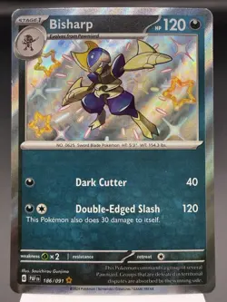 Bisharp 186/091 - Shiny Holo Rare - Paldean Fates Pokemon Card NM - Image 1