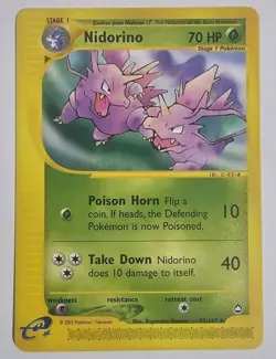 NIDORINO - 55/147 - Aquapolis Set - Pokemon e-Card Series - VINTAGE - 2002 -LP - Image 1