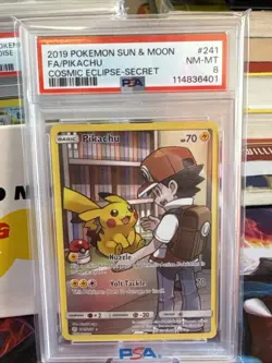 Pikachu Sun & Moon 241/236 (Pokemon, Wizard) **PSA 8 Cosmic Eclipse SR 2019 - Image 3