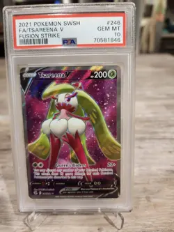 Pokemon 2021 Fusion Strike Full Art Tsareena V #246 Ultra Rare PSA 10 LOW POP - Image 1