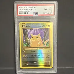 Pokemon Pikachu Evolutions 35/108 2016 Reverse Holo PSA 8 - Image 1
