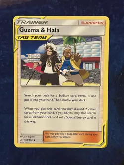 Pokemon Guzma & Hala Uncommon # 193/236 - S&M Cosmic Eclipse - LP - Image 1