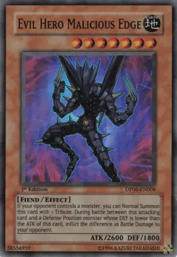 Yugioh Evil HERO Malicious Edge DP06-EN006 Super Rare 1st Edition LP - Image 1