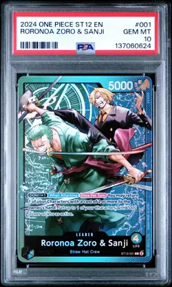 2024 ONE PIECE ST12-001 STARTER DECK RORONOA ZORO & SANJI LEADER PSA 10 GEM MINT - Image 1