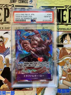 ONE PIECE TRAFALGAR LAW OP05 ALTERNATE ART 2023 JAPANESE #069 PSA 10 TCG - Image 1