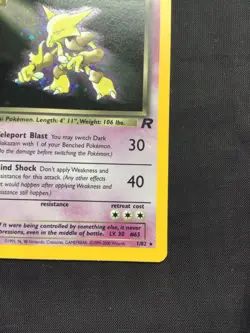 Pokemon Cards: Team Rocket 1st Edition Rare Holo: Dark Alakazam 1/82 - Image 5