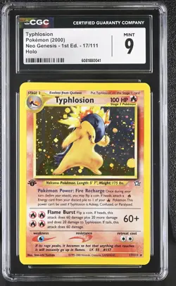 CGC 9 MINT Typhlosion 2000 Neo Genesis 1st Edition 17/111 Holo Pokemon Card - Image 1