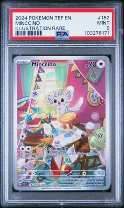Pokemon TCG Minccino 182/162 Temporal Forces Illustration Rare Card - PSA 9 MINT - Image 1
