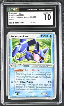 CGC 10 GEM MINT Swampert ex 2006 EX Crystal Guardians 98/100 Holo Pokemon Card - Image 1