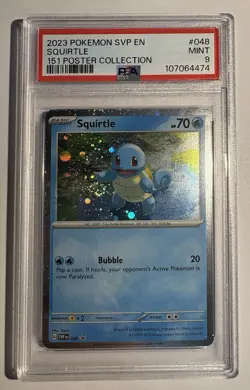 2023 POKEMON SVP EN-SV BLACK STAR PROMO 151 POSTER COL #048 SQUIRTLE PSA 9 SWIRL - Image 1