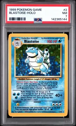 1999 Pokemon Base Set Blastoise Holo 2/102 PSA 7 NM - Image 1