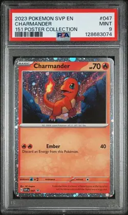 2023 POKEMON SVP EN-SV BLACK STAR PROMO 151 POSTER COLL #047 CHARMANDER PSA 9 - Image 1