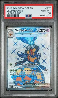 Pokemon TCG Vespiquen EX 212/197 Obsidian Flames 2023 Ultra Rare PSA 10 - Image 1
