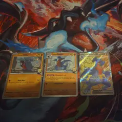 Pokemon Cynthia’s Garchomp ex SVP204 Black Star Promo with Gabite & Gible - Image 1