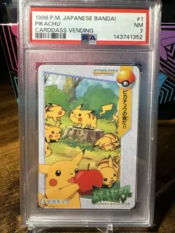 1998 Pokemon Japanese Bandai Anime Vending #1 Pikachu PSA 7 - Image 1