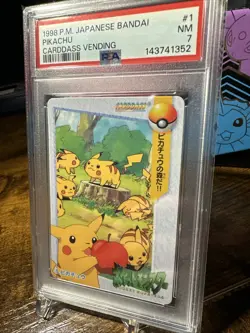 1998 Pokemon Japanese Bandai Anime Vending #1 Pikachu PSA 7 - Image 2