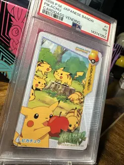 1998 Pokemon Japanese Bandai Anime Vending #1 Pikachu PSA 7 - Image 3