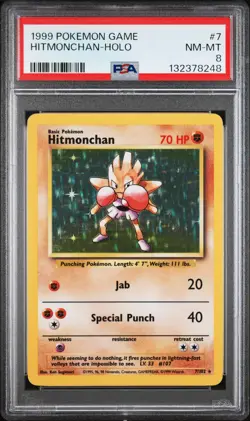 1999 POKEMON GAME #7 HITMONCHAN-HOLO PSA 8 - Image 1