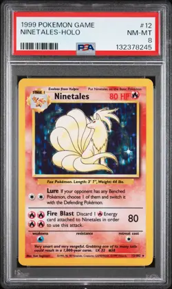 1999 POKEMON GAME #12 NINETALES-HOLO PSA 8 - Image 1