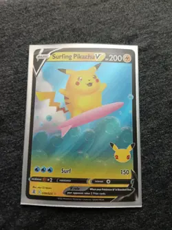 Pokemon TCG Surfing Pikachu V 008/025 Celebrations 25th Anniversary NM - Image 4
