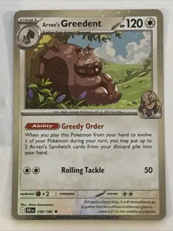 Pokemon TCG Arven's Greedent - 159/182 - Holo - Destined Rivals - Image 1