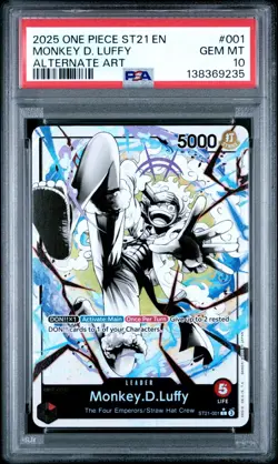 2025 ONE PIECE ST21-001 GEAR 5 MONKEY D. LUFFY LEADER PARALLEL ENGLISH PSA 10 - Image 1