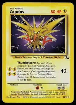 Pokemon Card - Zapdos Fossil 30/62 Rare - Image 1