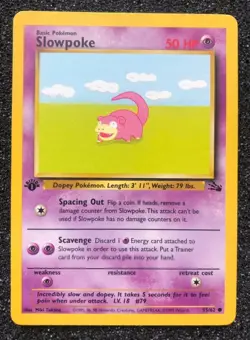 Slowpoke 55/62 Rare 1st Edition Pokemon Card- Fossil Set Near Mint Never Played - Image 1