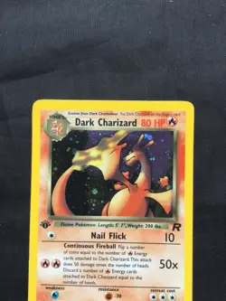 Pokemon Cards: Team Rocket 1st Edition Rare Holo: Dark Charizard 4/82 - Image 2